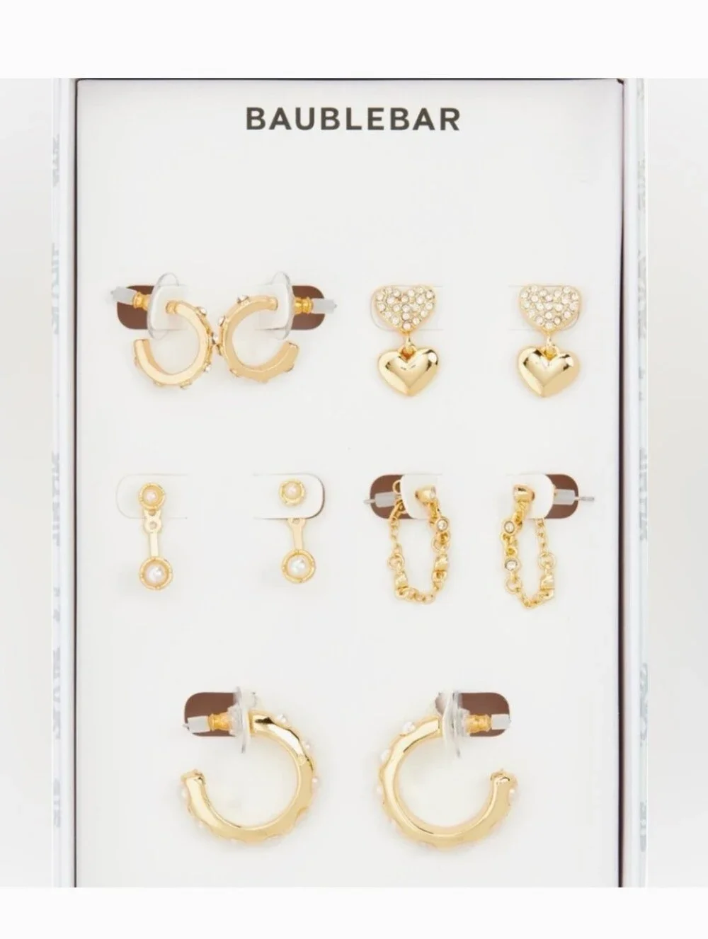 BaubleBar Gold Heart & Pearl 5Pair Earring Set (Gold)